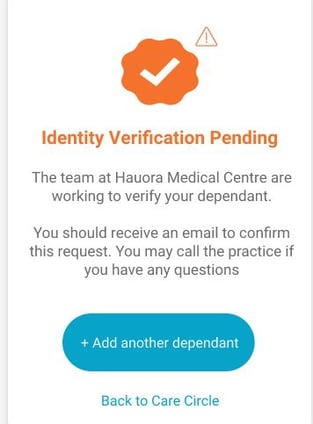 verification pending for care circle members