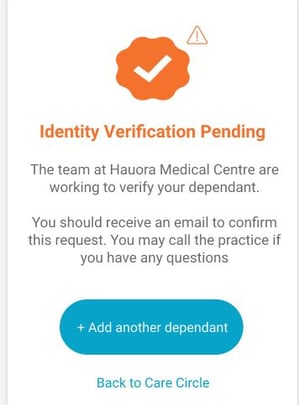 verification pending for care circle members
